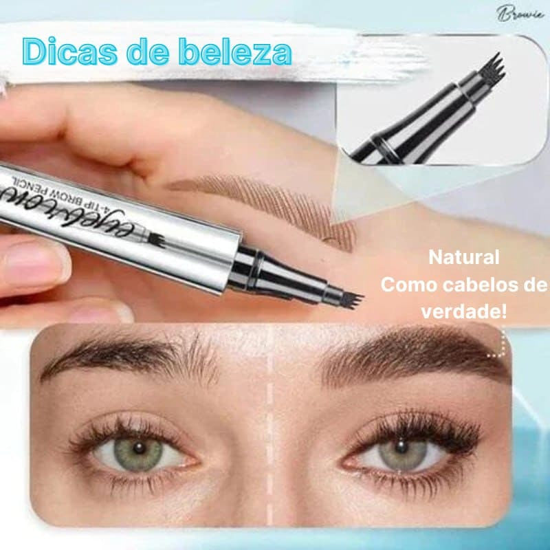 Caneta para Sobrancelhas 3D à Prova d'Água Microblading com Ponta de 4 Garfos tipo Tatuagem